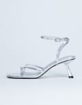 [Topshop] Topshop Ila toe loop mid heel sandals in silver 37 SILVER