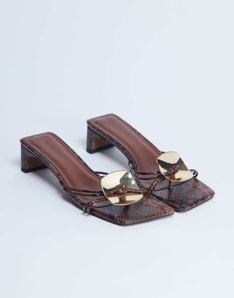 Topshop - Ilaria - Sandales à petit talon avec finitions en métal - Effet serpent - view 1