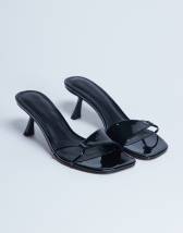 Topshop Ily patent heeled mule in black