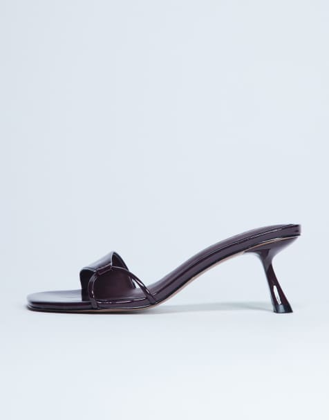 Topshop Ily patent heeled mule in burgundy - view 1