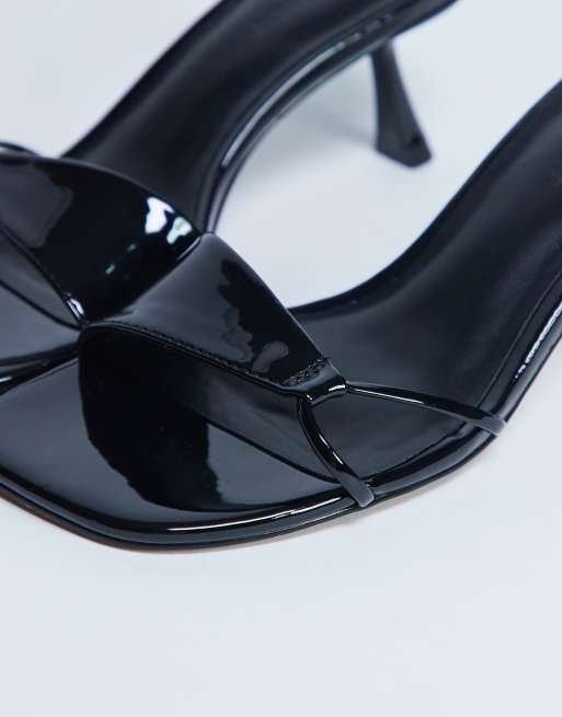 Topshop Ily patent heeled mules in black