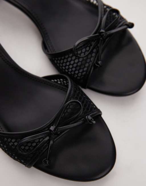 Topshop - Imai - Sabot in rete neri con tacco medio e fiocco, 2 di 4