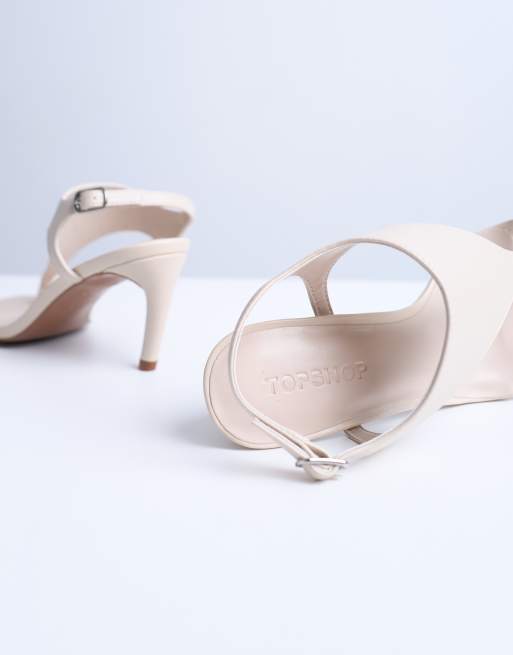 Topshop – Iman – Sandalen in Wollweiß mit Absatz und Zehenschlaufe, 2 von 4