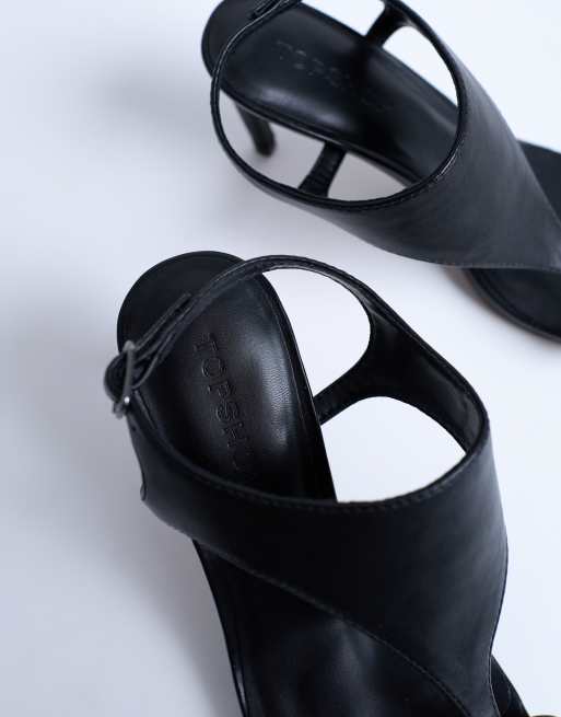 Topshop - Iman - Sandales à talon avec passant pour orteil - Noir, 3 de 4