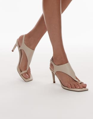 Topshop Iman toe loop heeled sandal in off white - view 1