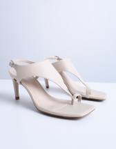 Topshop Iman toe loop heeled sandal in off white