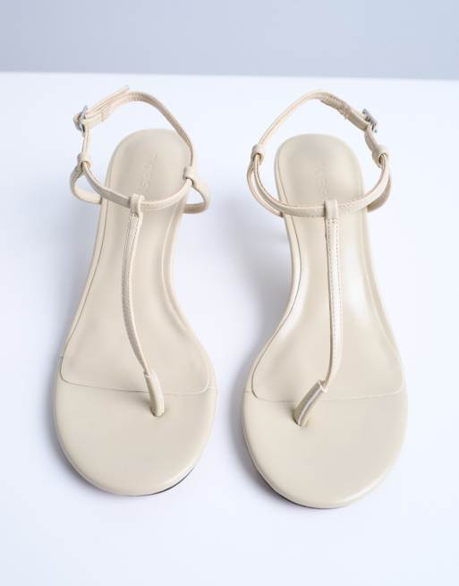 Topshop - Imani - Sandales à talon mi-haut et entredoigt - Blanc cassé, 3 de 4