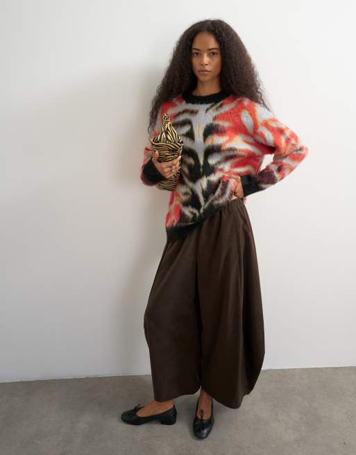 Topshop imitatieleren horseshoe-broek in bruin, 4 van 5