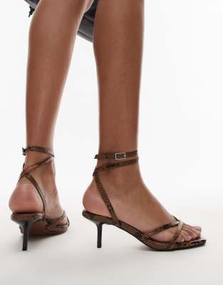 Topshop Imogen Strappy Mid Heeled Sandals In Multi