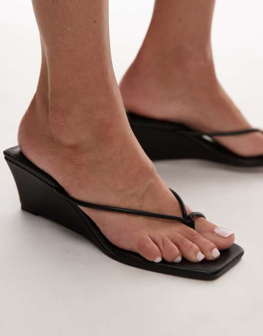 Topshop Indiana wedge heeled sandal in black