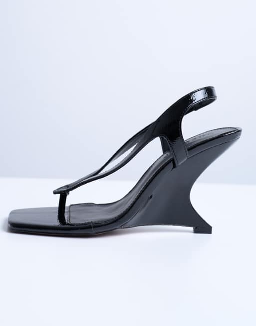 Topshop Indie wedge sandals in black