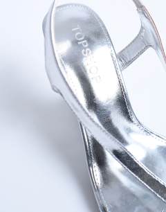 Model wearing Indie wedge sandal in silver
