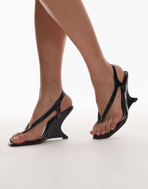 Topshop Indie wedge sandals in black - view 1