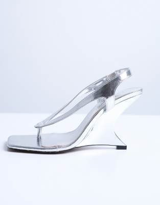 Topshop Indie Wedge Sandals In Silver