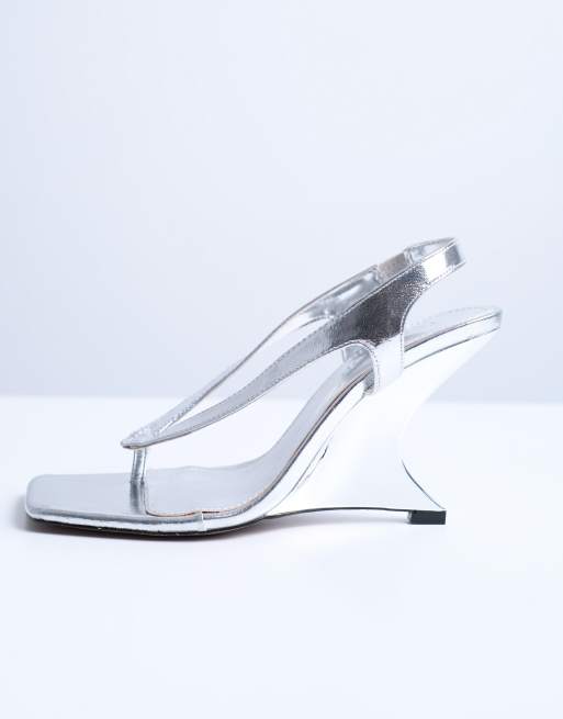 Topshop Indie wedge sandals in silver