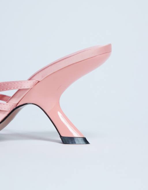 Topshop – Indigo – Mules in Pfirsichrosa mit Riemchendesign und schrägem Absatz, 3 von 4