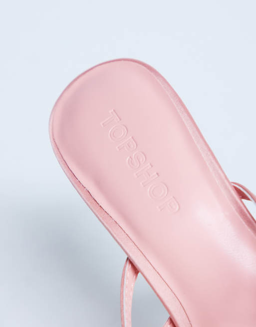 Topshop – Indigo – Mules in Pfirsichrosa mit Riemchendesign und schrägem Absatz, 4 von 4