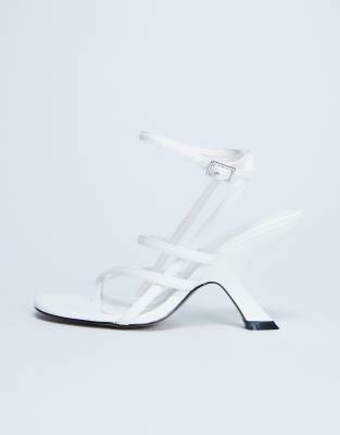 Topshop Indigo strappy angled heel mule in off white