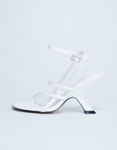 Topshop Indigo strappy angled heel mule in off white