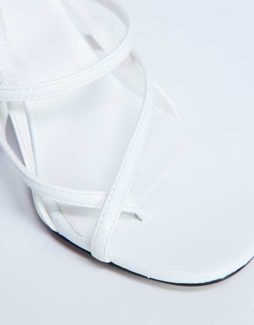 Topshop Indigo strappy angled heel mules in off white, 3 of 4