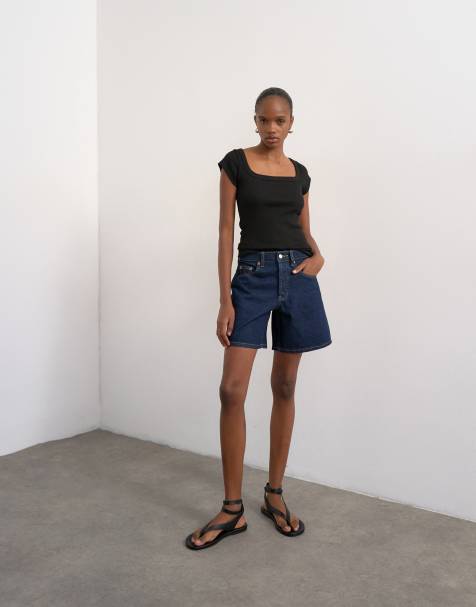 Topshop - Indigoblå Editor-shorts i denim - view 1