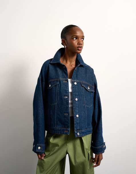 Topshop – Indigoblå jeansjacka i ballongmodell - view 1