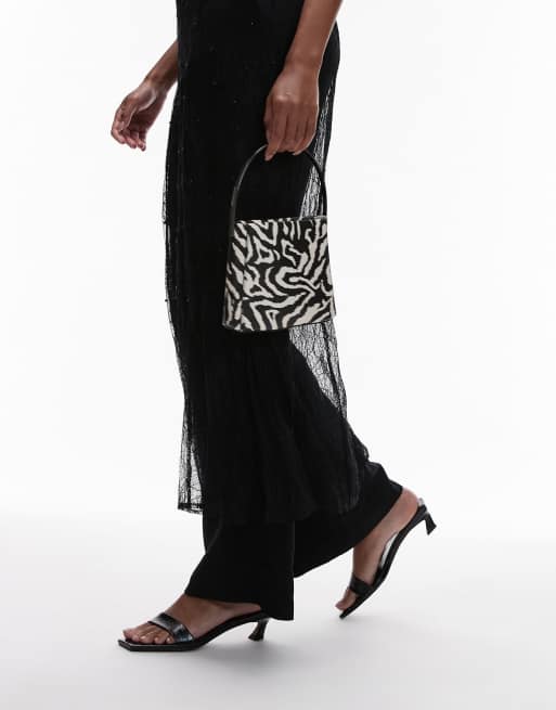 Topshop - Inga - Sandali con tacco medio a punta squadrata neri, 3 di 4