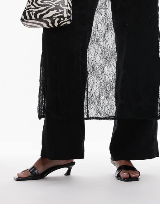 Topshop - Inga - Sandali con tacco medio a punta squadrata neri, 4 di 4