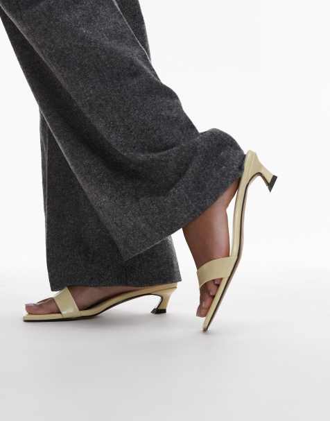 Topshop - Inga - Sandali con tacco medio e punta squadrata giallo pallido - view 1