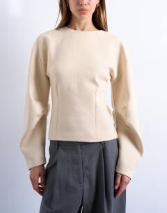 Interlock cinch banana sleeve sweat in ecru