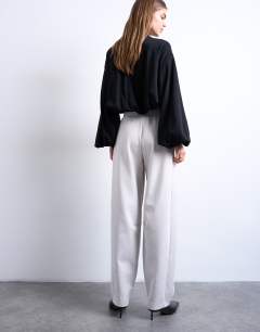 Model wearing Interlock clean barrel jogger co-ord in stone