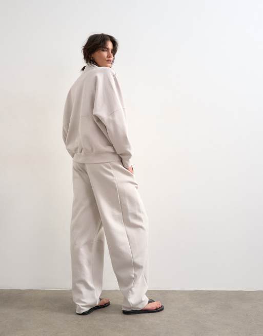Topshop interlock clean barrel leg sweatpants in stone - part of a set, 5 of 5