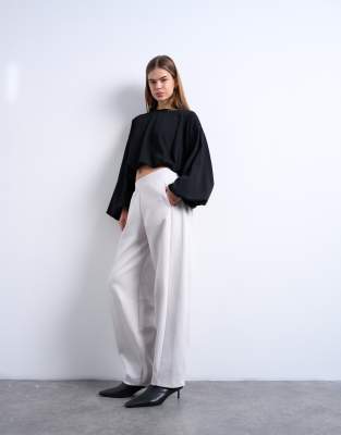 Topshop Interlock Clean Barrel Sweatpants In White