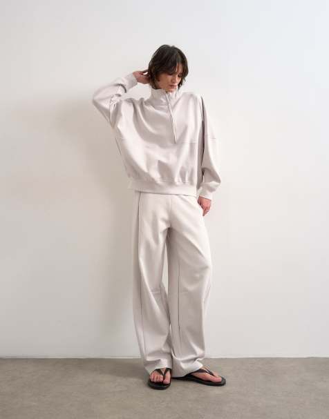 Topshop interlock clean sweat co-ord in stone - view 1