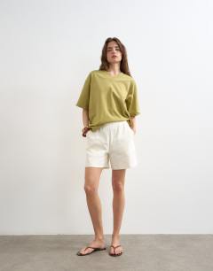 Interlock jogger shorts co-ord in ecru