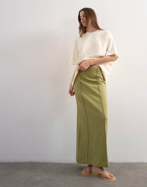 Topshop interlock pencil skirt in green