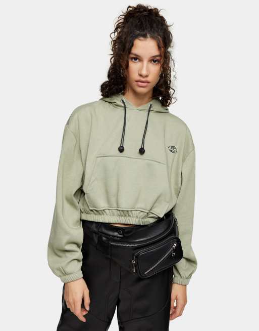 The Oversized Zip Hoodie in Earth Green