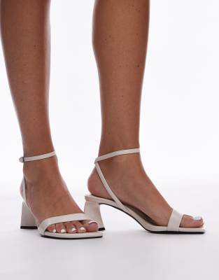 Topshop Ira Strappy Mid Heel Sandals In Off White