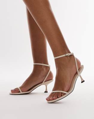 Topshop Irena barely there high heeled sandals in off white