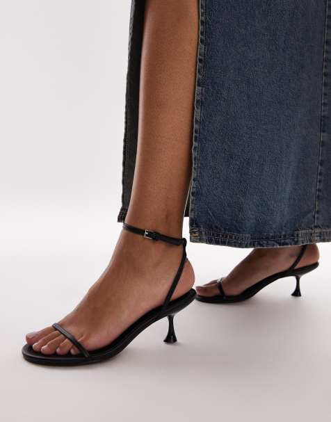 Topshop – Irena – Czarne minimalistyczne sandały na wysokim obcasie - view 1