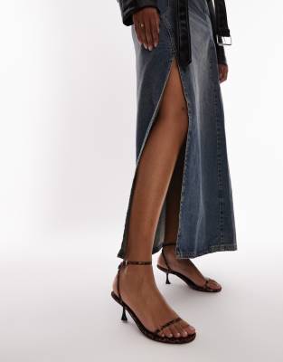 Topshop – Irena – Leopardmönstrade, högklackade sandaler med smala remmar - view 1