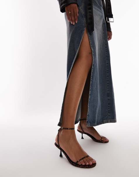 Topshop - Irena - Minimalistische sandalen met hoge hak in luipaardprint - view 1
