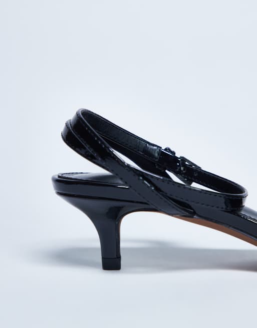 Topshop Irene barely there mid heel sandals in black, 3 of 4