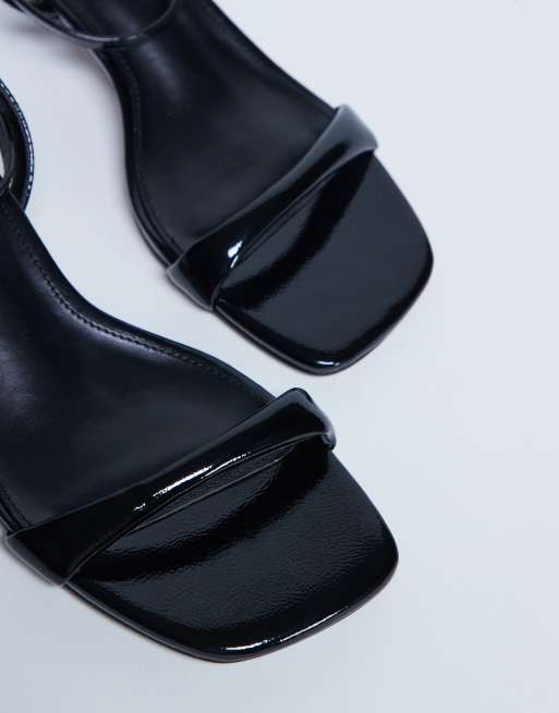 Topshop Irene barely there mid heeled sandals in black, 4 of 4