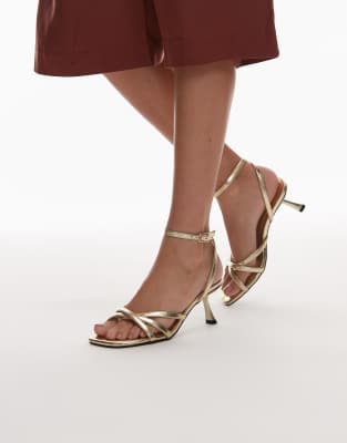 Topshop - Iris - Sandales à talon en biais - Doré