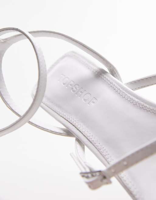 Topshop - Iris - Sandali con tacco medio bianchi con fascette sottili, 3 di 4