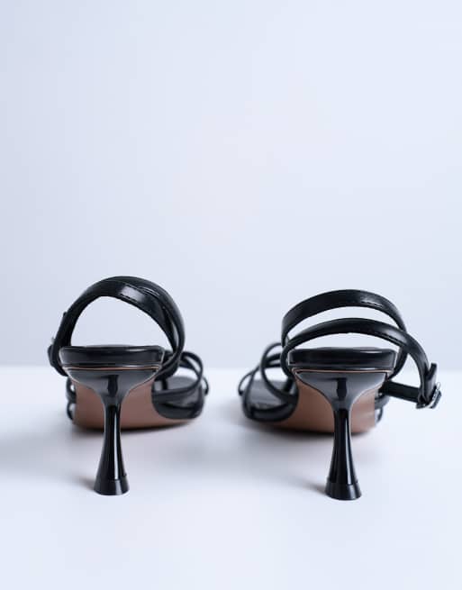 Topshop Iris slanted heel sandals in black, 3 of 4