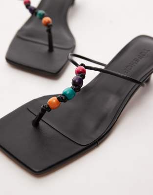 Topshop Irvin Toe Thong Kitten Heel Sandals With Beads