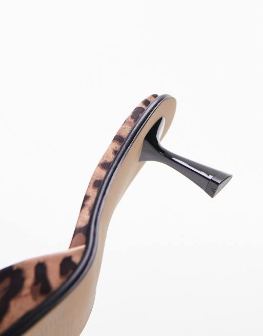 Topshop Isaac angular mid heel mule in leopard ASOS