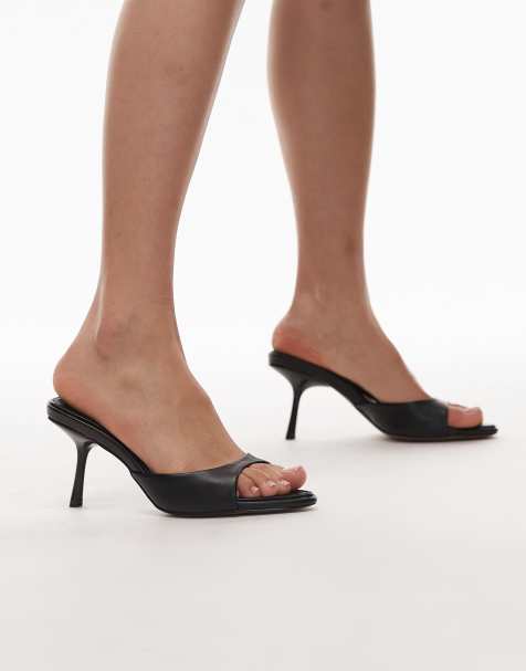 Topshop Isaac point toe mules in black - view 1